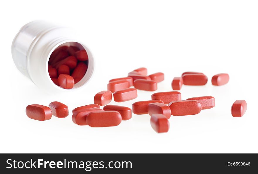 Red Pills isolated on white background