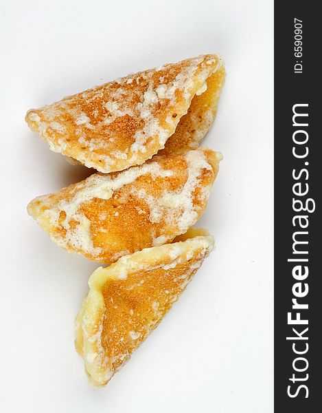 Traditional Japanese sweet ginger snacks - macro isolated on white