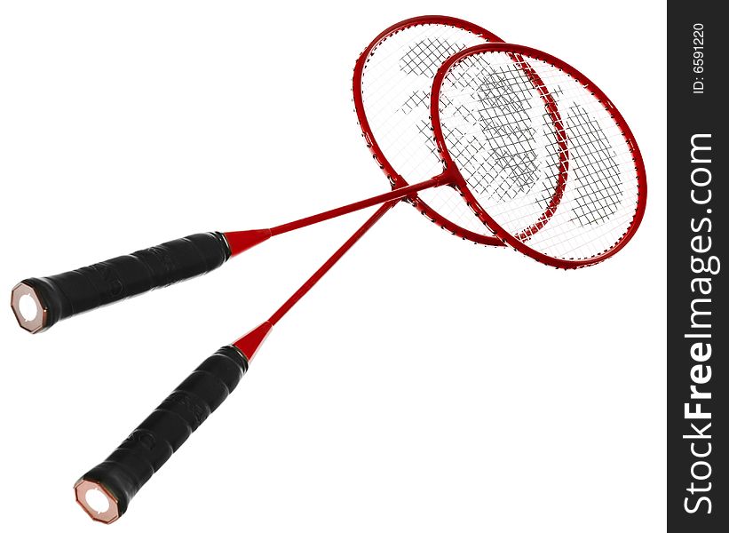 Badminton rackets isolated on white