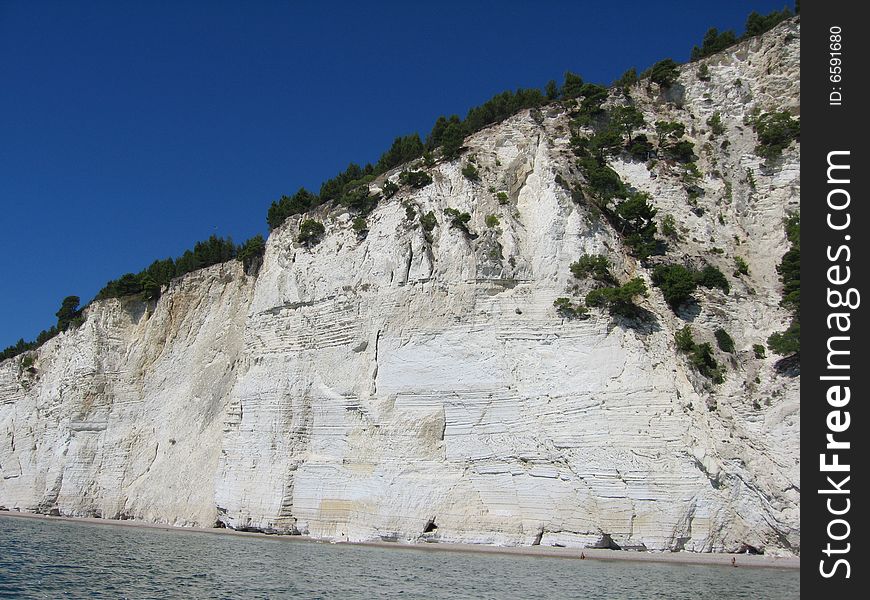 White Cliff in Puglia, Gargano, Vignanotica, Italy