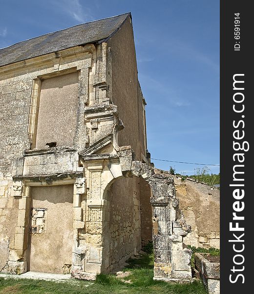 Medieval castle ruins in the French village