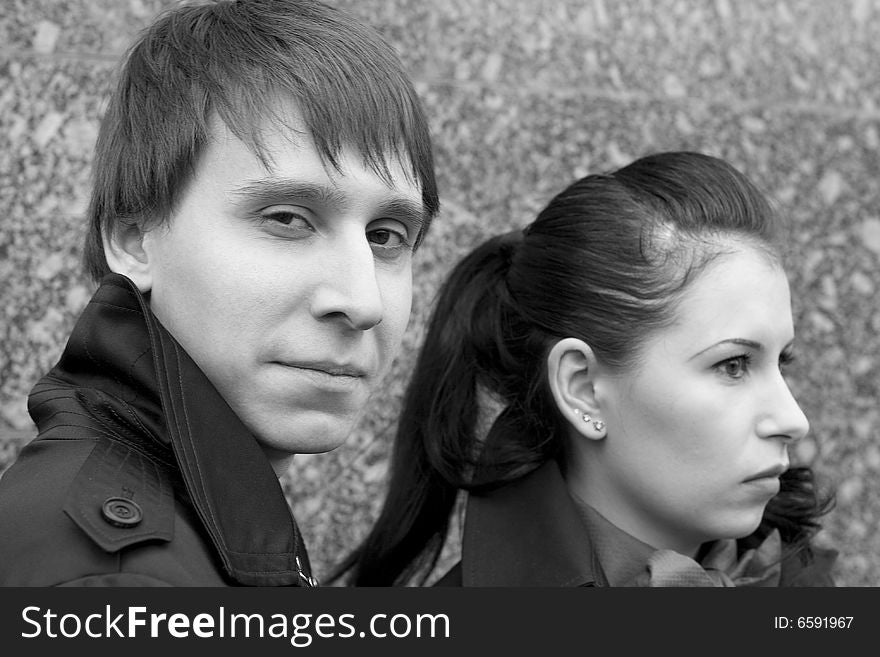 Outdoor portrait of vintage style couple