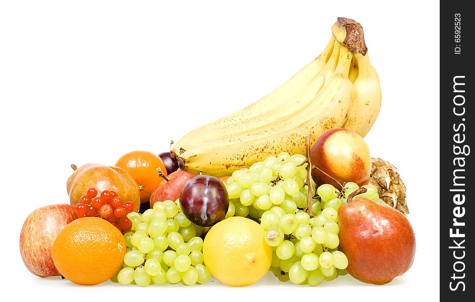 Fresh fruits isolated on white background