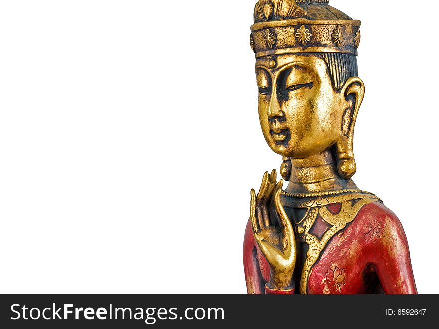 Standing Golden Buddha Face Statue