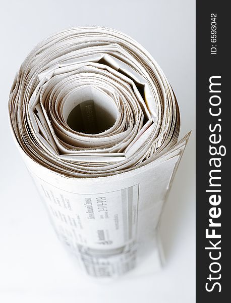 Newspaper isolated on grey background
