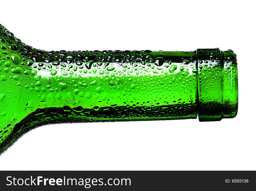 Green bottle on white background