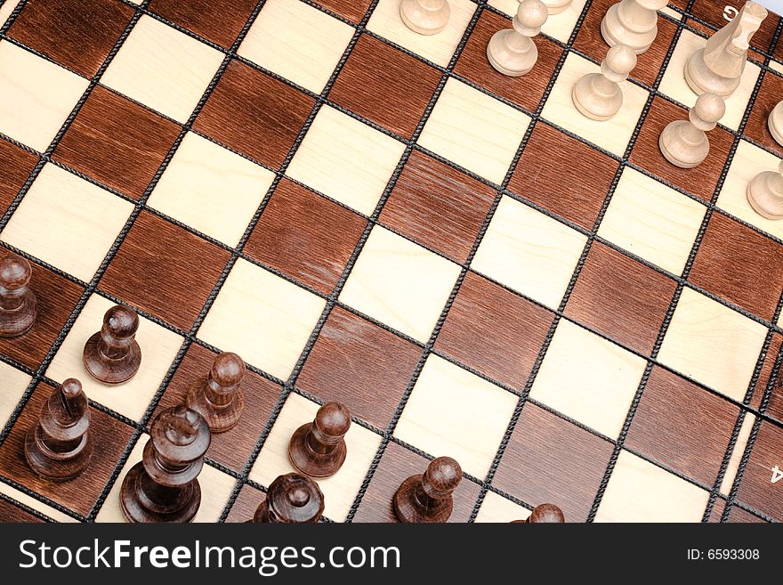 Chess On chess board Background.