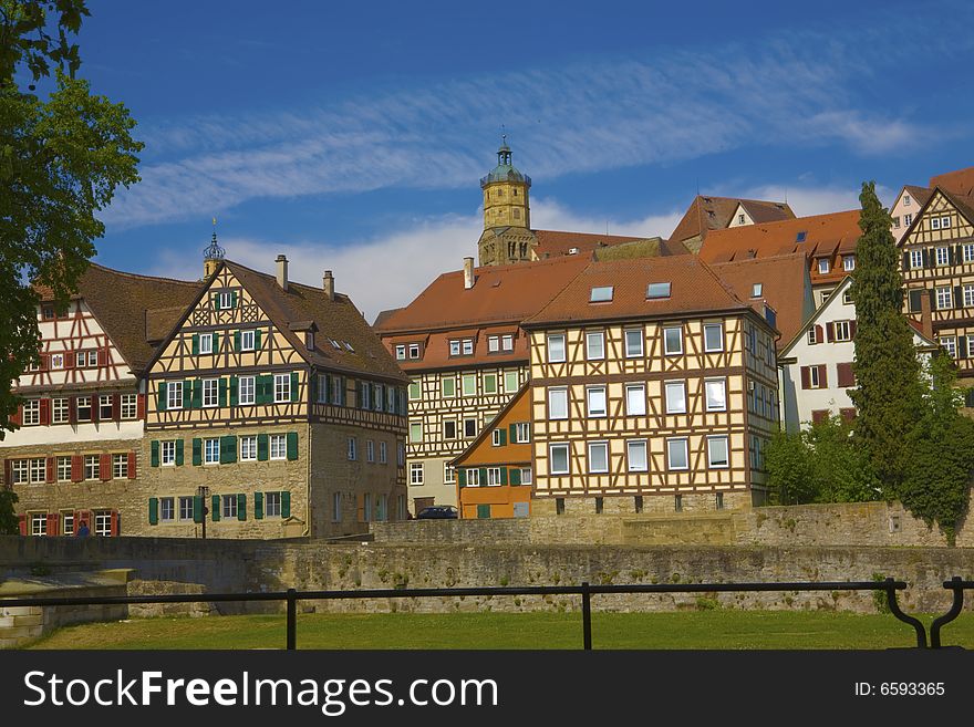 Remote medieval town in Germany with a lot of framework buildings