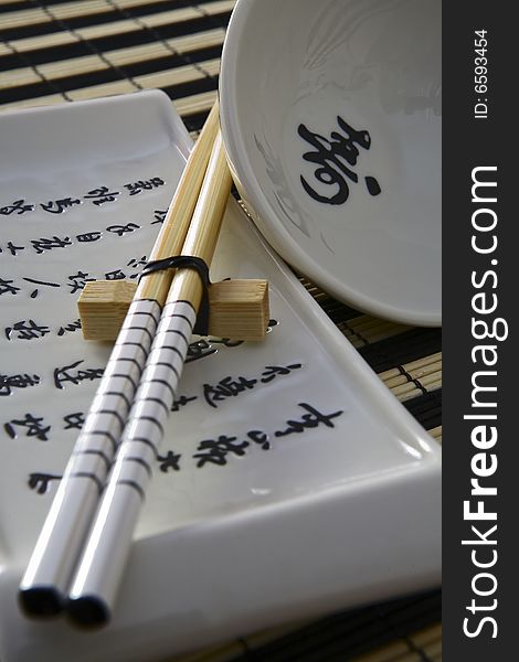 Closeup of a dish with sushi Signs