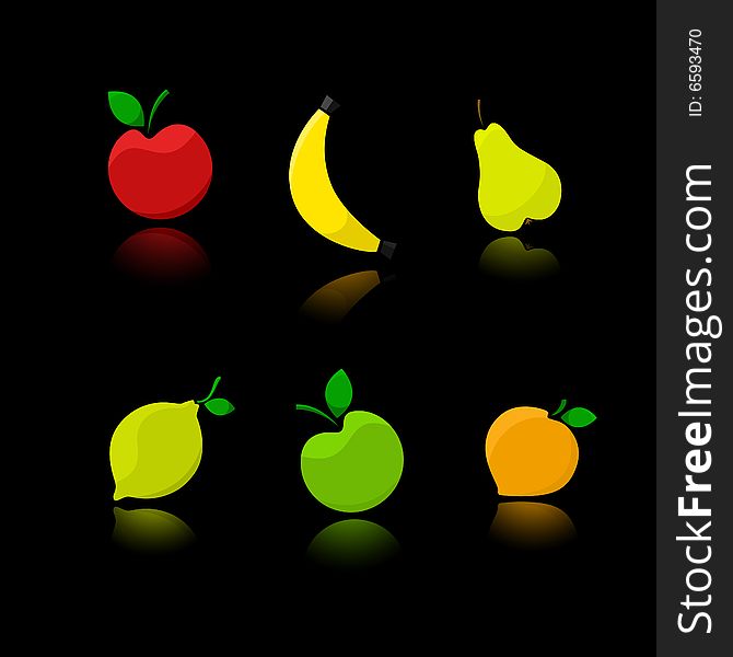 Fruits illustration on black background