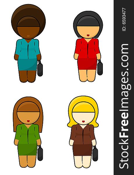 Illustration of Ethnic Girls in business wear