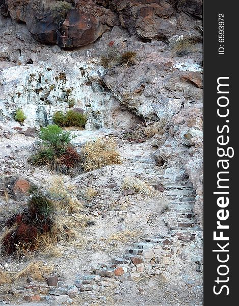 These steps actually lead up to a little spring in the side of a hill in Arizona. These steps actually lead up to a little spring in the side of a hill in Arizona