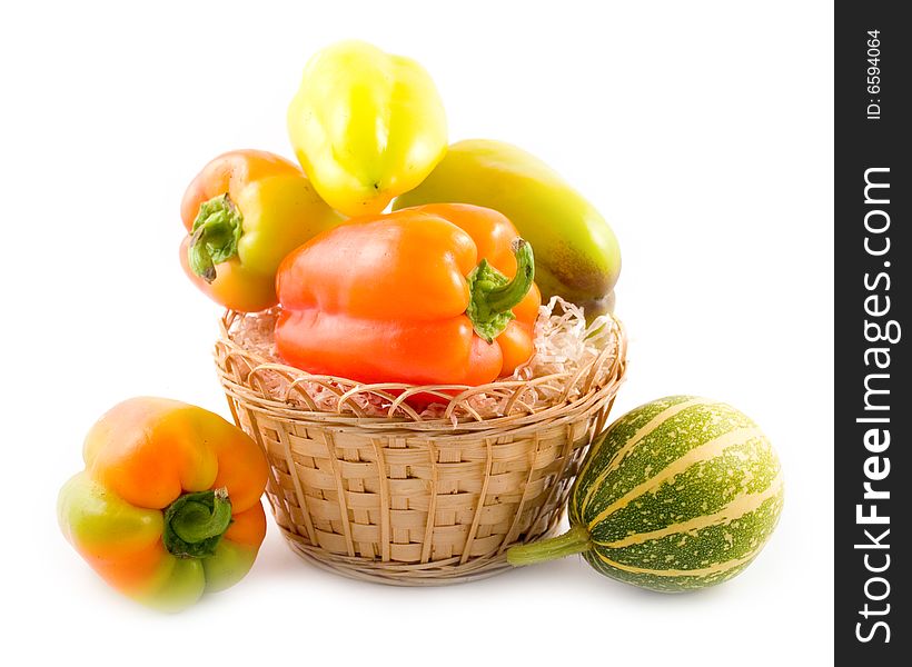 Sweet beautiful pepper on white background