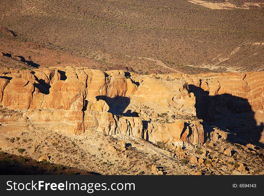 This is a view from the back side of Sitgreaves Pass in the Black Mountains of North Western Arizona. This is a view from the back side of Sitgreaves Pass in the Black Mountains of North Western Arizona.