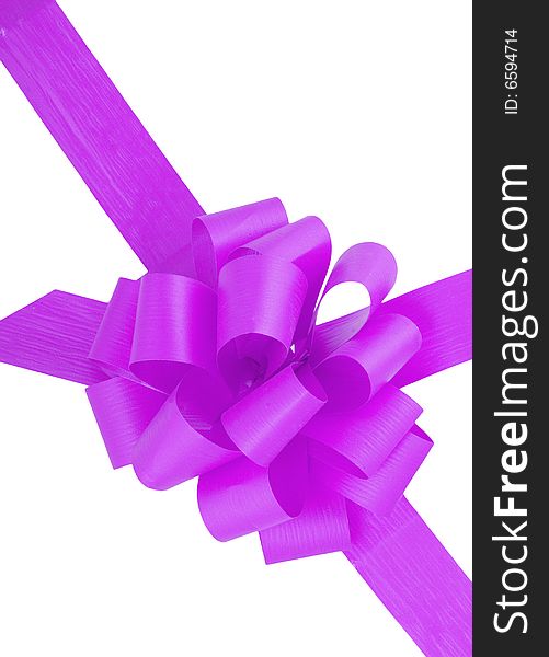 A purple ribbon isolated on the white background