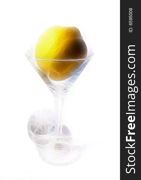 Abstract scene of the glass liquor-glass and lemon