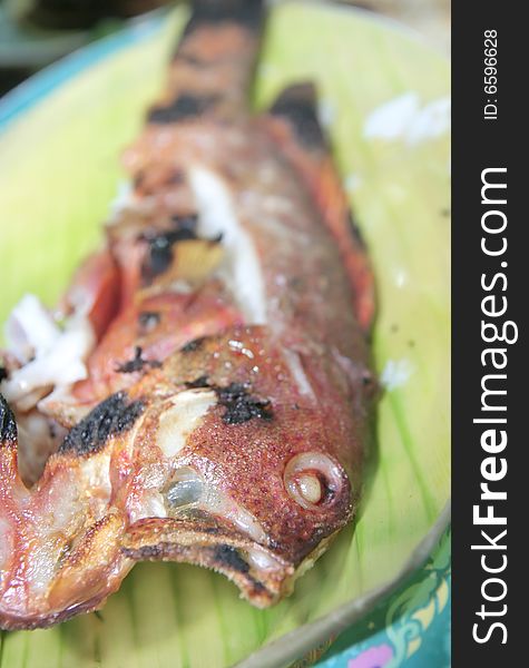 Tropical fish (sunu) grilled seafood