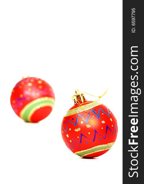 Vibrant red glass sphere Christmas decorations. Vibrant red glass sphere Christmas decorations