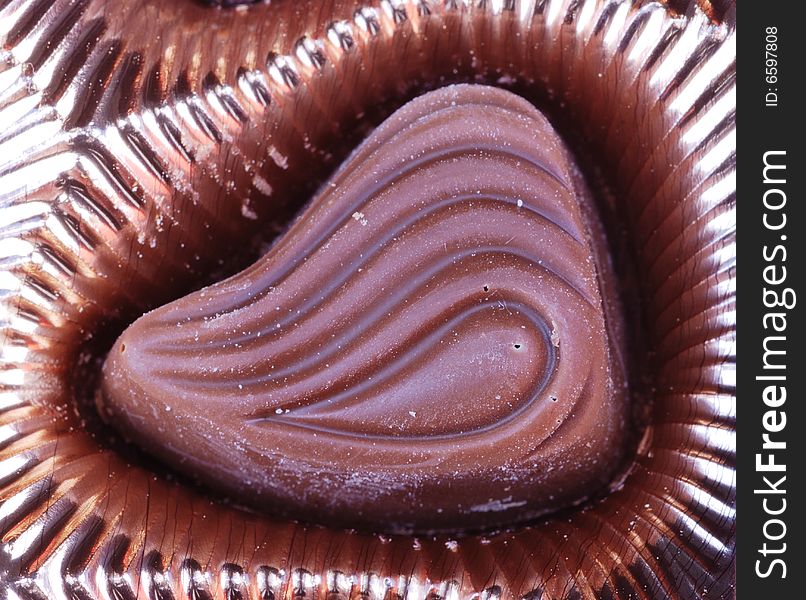 Close-up of drop-shape chocolate