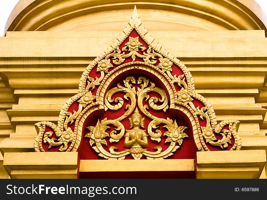 Budda statue in golden building exterior in thailand. Budda statue in golden building exterior in thailand