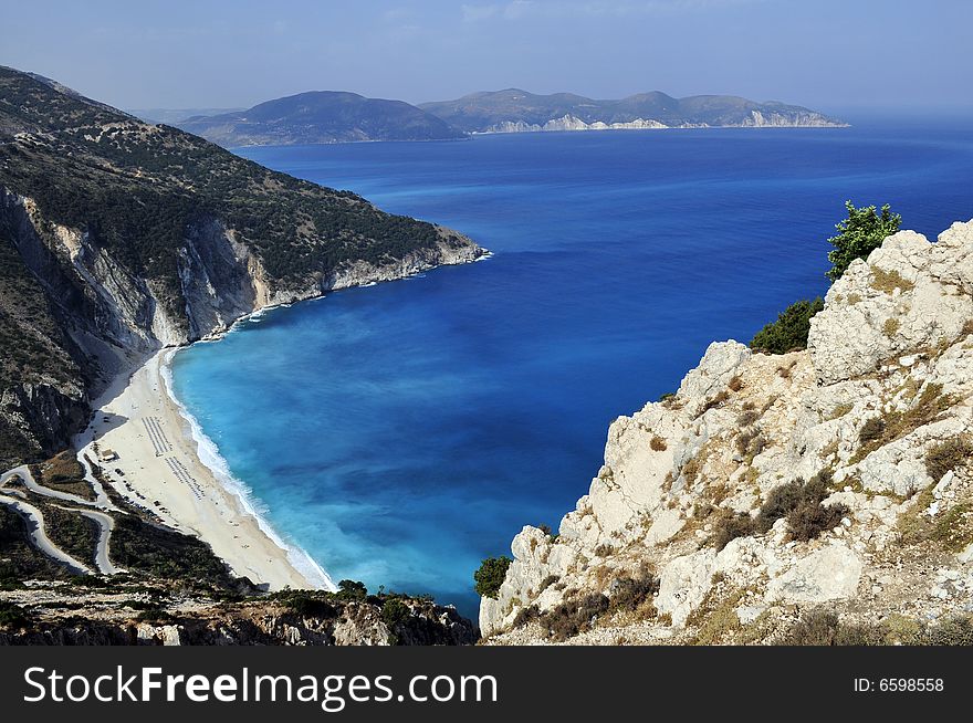 The beautiful beach of Myrtos, Kefalonia, Greece