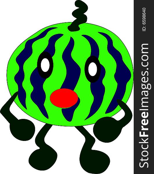 Shocked watermelon illustration with white background