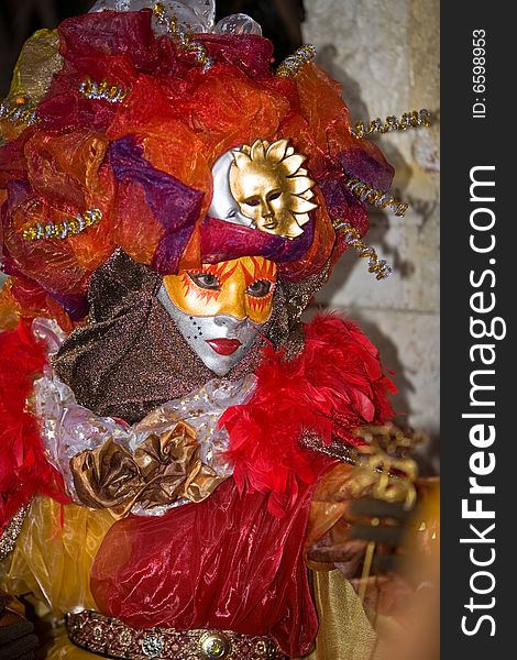 Colorful costume at the Venice Carnival. Colorful costume at the Venice Carnival