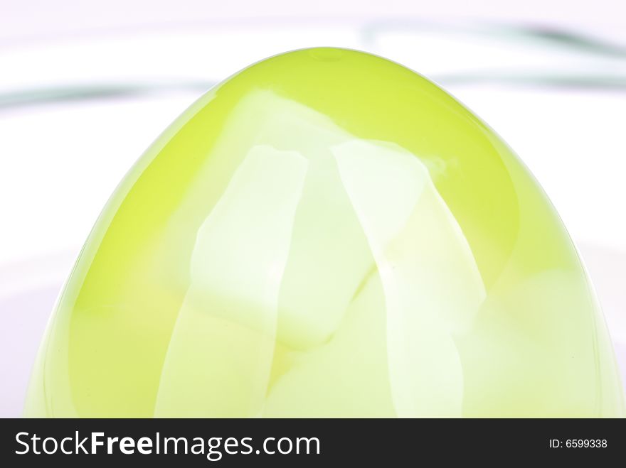 Green jelly in  dish on white  background