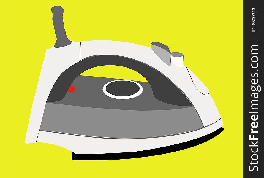 Colorful illustration fo an electric steam iron