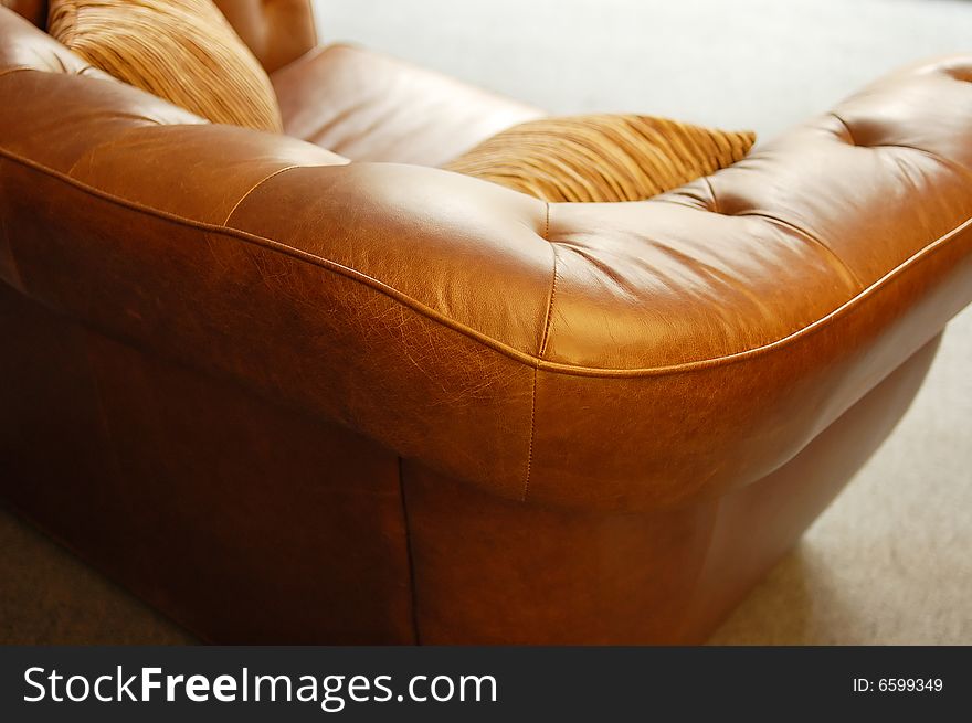 Comfortable leather sofa at home. Comfortable leather sofa at home