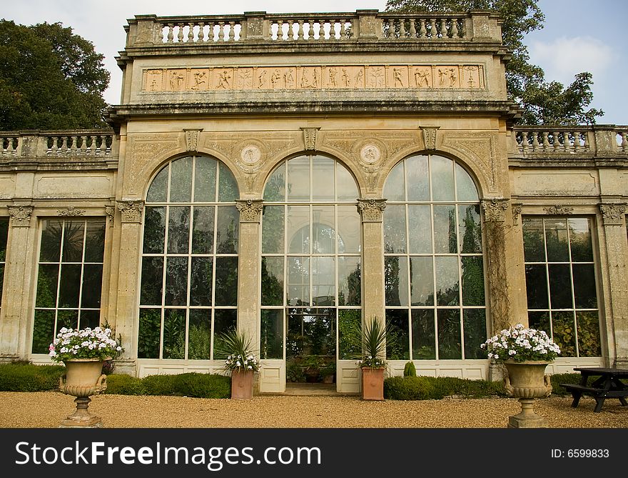 A classic English orangery in Northamptonshire, England
