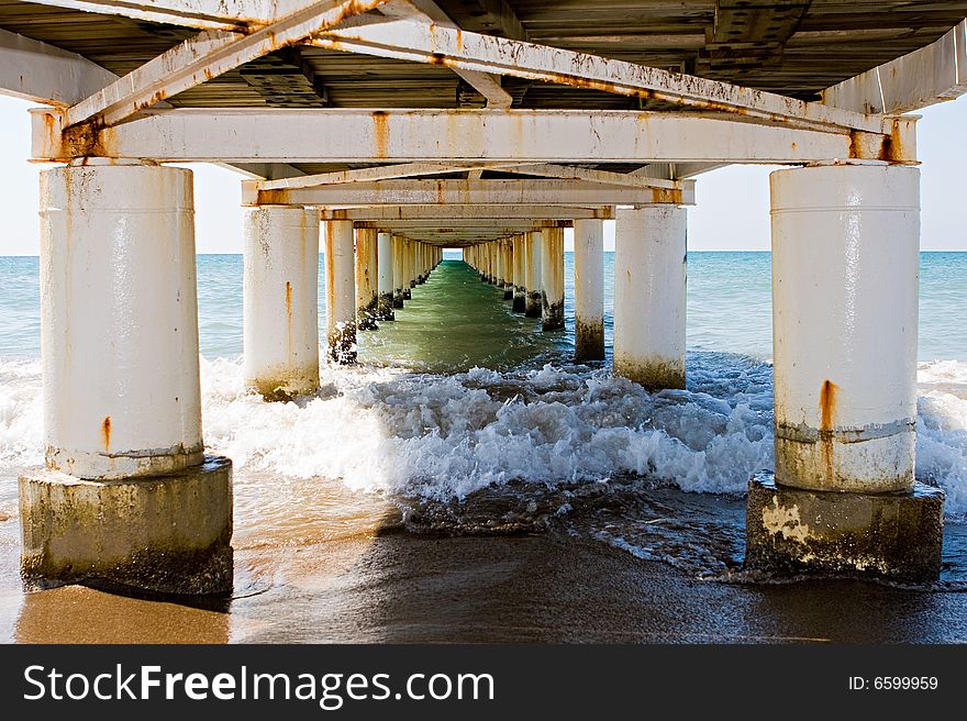 Sea view from under a mooring