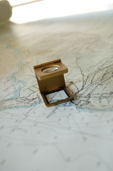 A Magnifer Lens On Map Stock Image