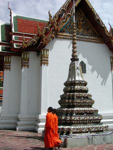 Thai Temple With Monks Stock Photos
