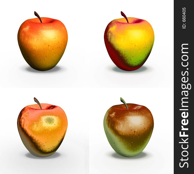 Variations of a 3d apple model. Variations of a 3d apple model