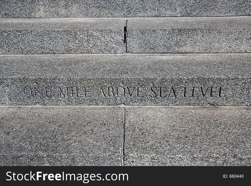 Engraving on the Colorado State Capitol defining an altitute of one mile above sea level.