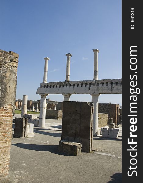 Roman antiquites in Pompei, remains of Vesuvio 79 b.C eruption. Roman antiquites in Pompei, remains of Vesuvio 79 b.C eruption