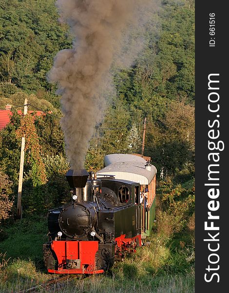 Stream locomotive (name: Morgo, means growly in Hungarian) at a dinkey line in Hungary. (2005. 09. 24., Hungary)