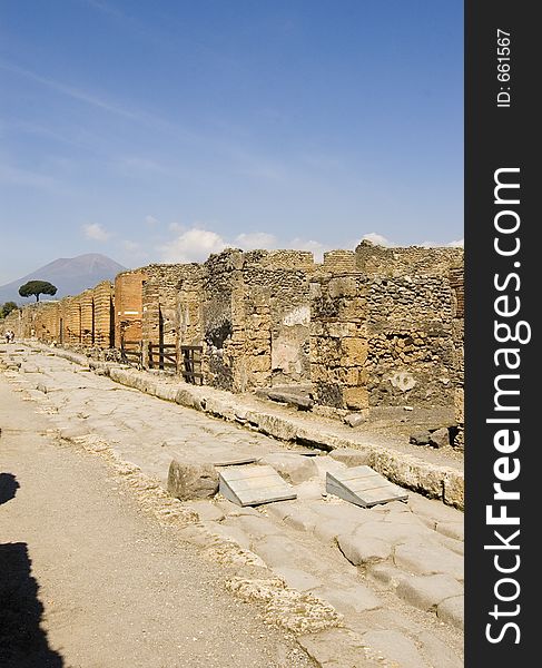 Roman antiquites in Pompei, remains of Vesuvio 79 b.C eruption. Roman antiquites in Pompei, remains of Vesuvio 79 b.C eruption