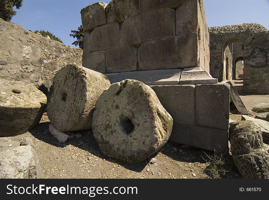 Roman antiquites in Pompei, remains of Vesuvio 79 b.C eruption. Roman antiquites in Pompei, remains of Vesuvio 79 b.C eruption