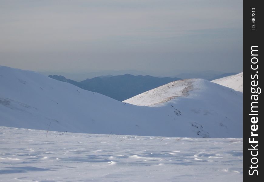 Winter morning in Caucasus mountains. Winter morning in Caucasus mountains