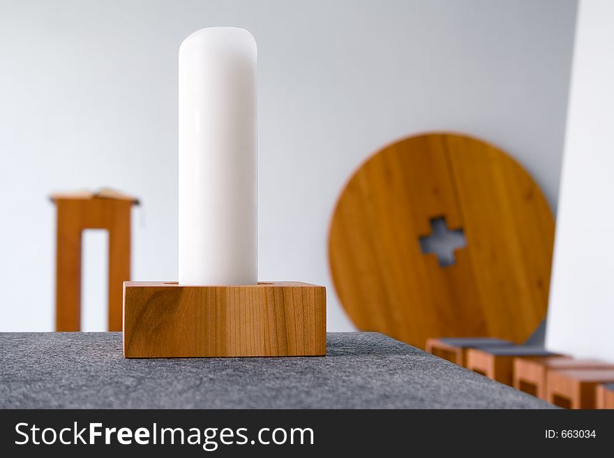 Detail shot in a small modern chapel. Focus on the candle. Detail shot in a small modern chapel. Focus on the candle.