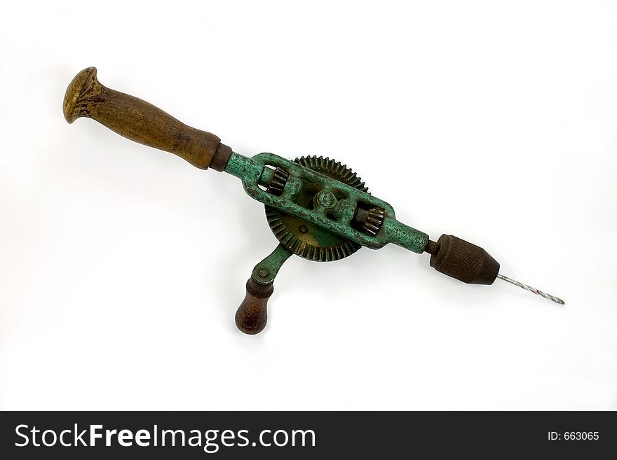 Isolated old hand drill