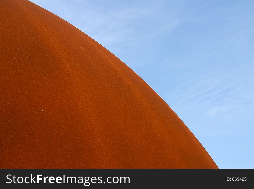 Blue sky and rusty metal dome. Blue sky and rusty metal dome