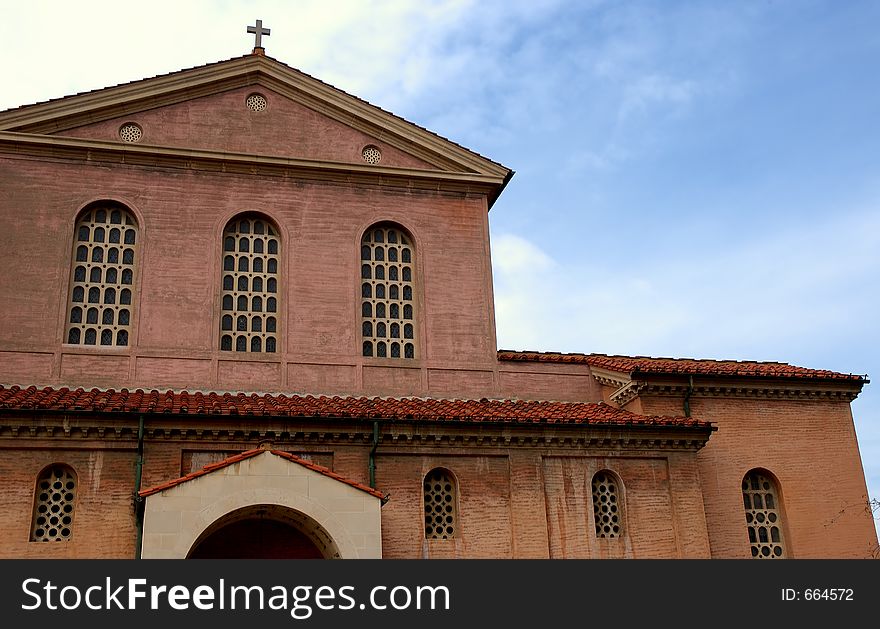 Old church blue sky