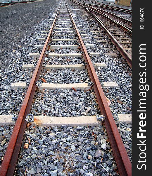 Portrait shot of disused railway tracks. Portrait shot of disused railway tracks.