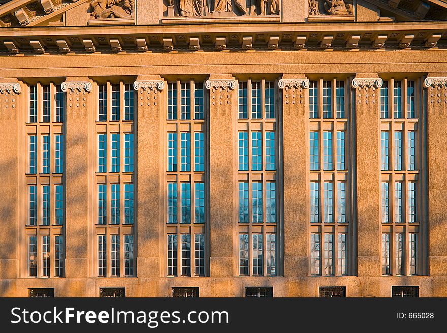 Old building with pilars and glass. Old building with pilars and glass