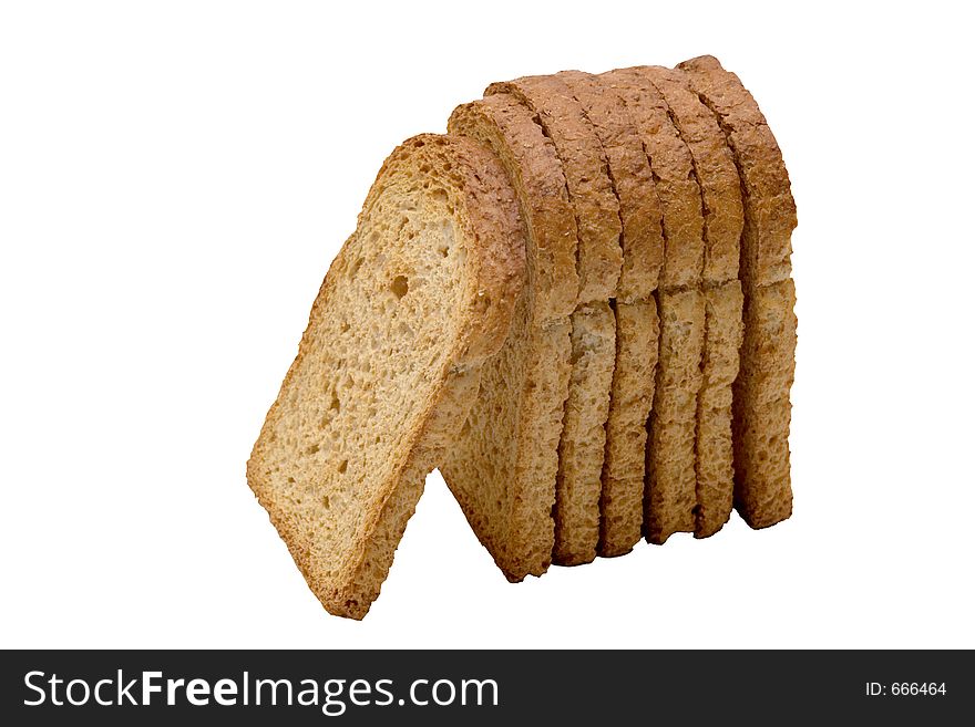 Slices of toasted bread, isolated on white background. Slices of toasted bread, isolated on white background