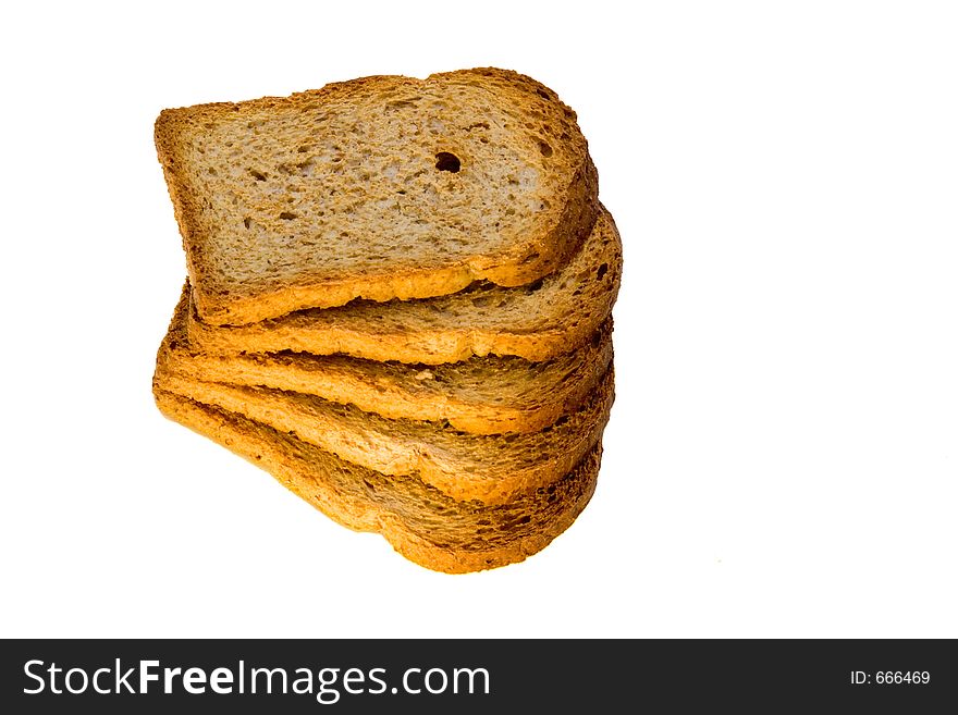 Slices of toasted bread, isolated on white background. Slices of toasted bread, isolated on white background