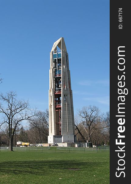 Tall carillon in park atmosphere